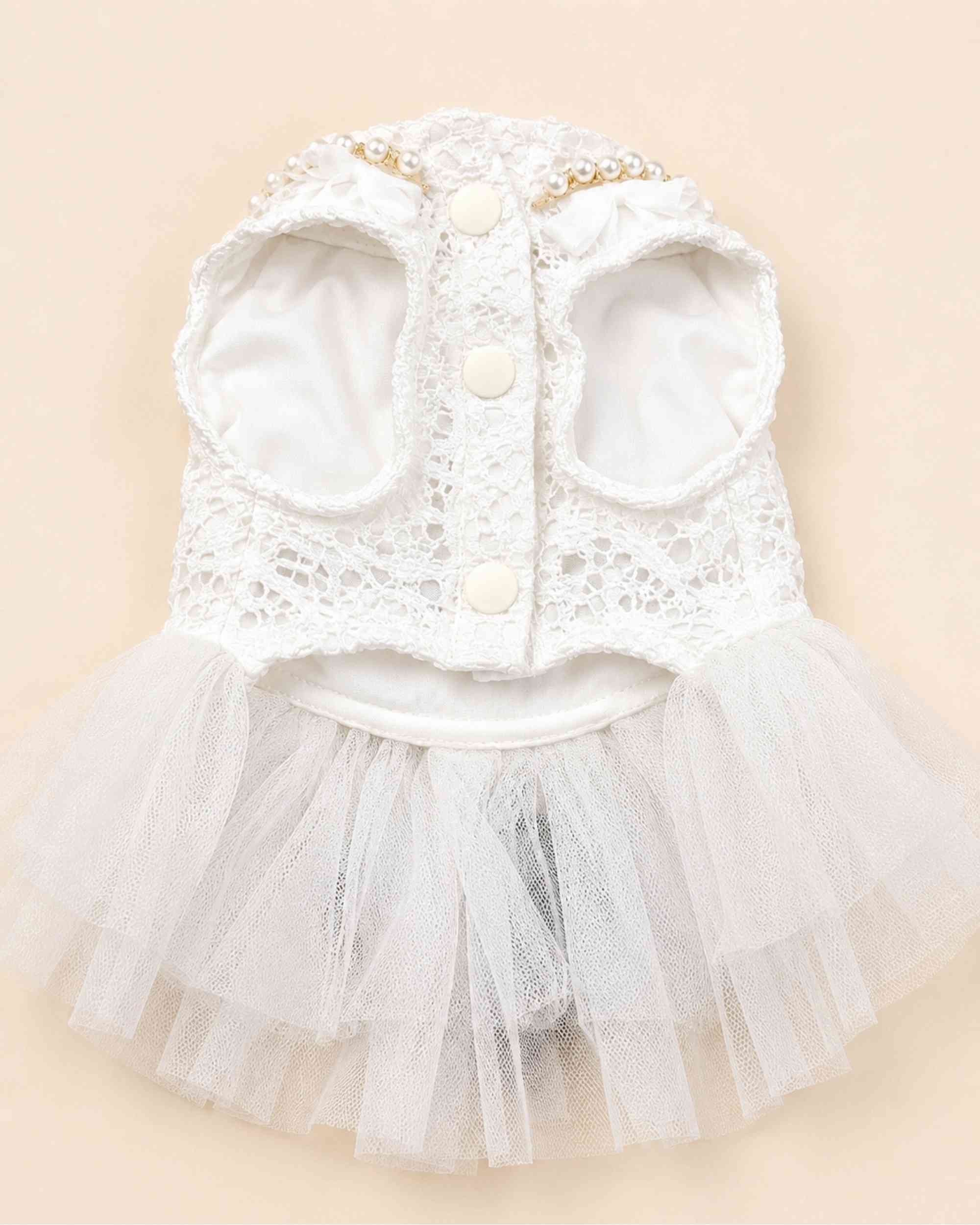 Ivory Lace Pet Dress – Button Closure and Leg Openings