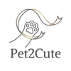 Pet2Cute brand logo featuring an elegant paw and ribbon. High-end pet apparel, costumes, and everyday clothing.